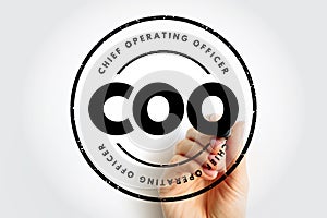 COO Chief Operating Officer - one of the highest-ranking executive positions in an organization, acronym text stamp