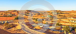 Coober Pedy aerial view at sunset