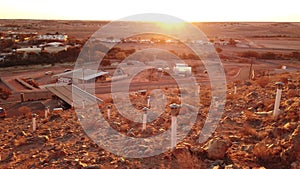 Coober Pedy aerial view at SUNSET