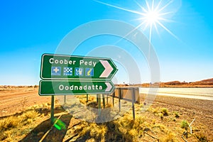 Coober Pedy directions road sign