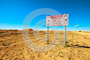 Coober Pedy mining area road sign