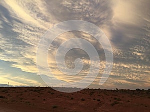 Coober pedy sun set clouds