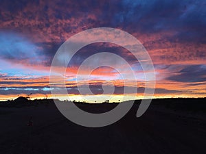 Coober pedy sun set clouds