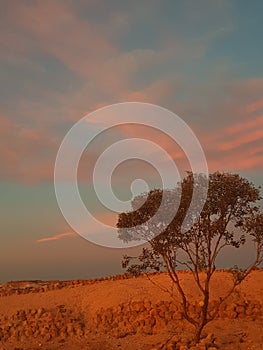 Coober pedy Sun set and opals South Australia mining town