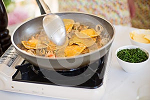 Coocing a ravioli in restaurant at masterclass photo