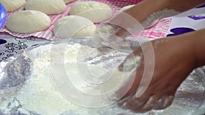 Coocing the traditional Georgian dish kubdari with meat, Svaneti