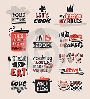 Coocking badge motivation text vector illustration.