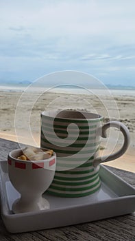 cooffe 1 cup with sea view photo