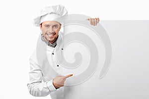 Cook with blank board photo