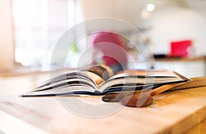 Cook book on a table