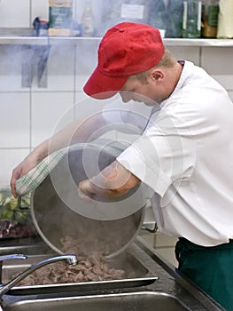 Cook in commercial kitchen