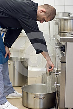 Cook in commercial kitchen