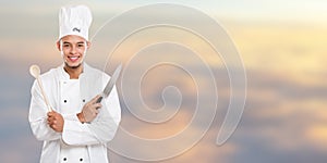 Cook cooking education training young man male job banner copyspace copy space