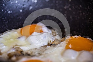 fried eggs with bacon for breakfast