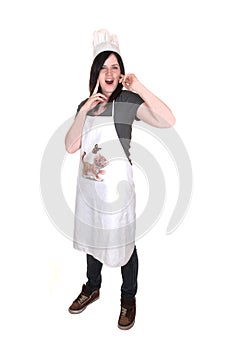 Cook girl yawing. photo