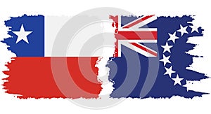 Cook Islands and Chile grunge flags connection vector