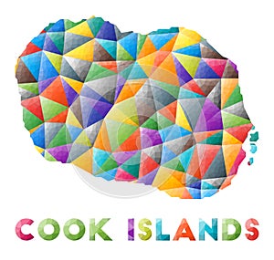 Cook Islands - colorful low poly island shape.