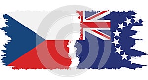 Cook Islands and Czech grunge flags connection vector
