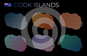 Cook Islands dotted map set.