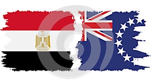 Cook Islands and Egypt grunge flags connection vector