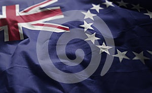 Cook Islands Flag Rumpled Close Up