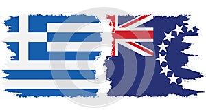 Cook Islands and Greece grunge flags connection vector