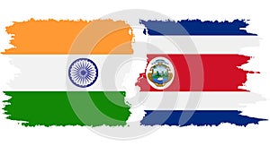 Cook Islands and India grunge flags connection vector