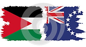 Cook Islands and Jordan grunge flags connection vector