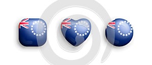 Cook Islands Official National Flag 3D Vector Glossy Icons Isolate On White