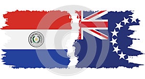 Cook Islands and Paraguay grunge flags connection vector