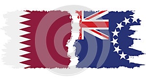 Cook Islands and Qatar grunge flags connection vector