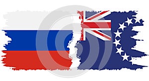 Cook Islands and Russia grunge flags connection vector