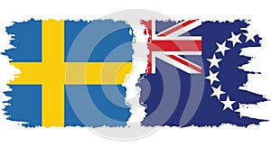 Cook Islands and Sweden grunge flags connection vector