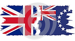 Cook Islands and United Kingdom grunge flags connection