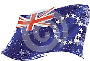 Cook Islands waving grunge flag