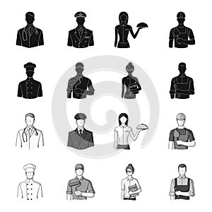 Cook, painter, teacher, locksmith mechanic.Profession set collection icons in black,monochrome style vector symbol stock