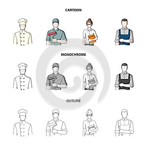 Cook, painter, teacher, locksmith mechanic.Profession set collection icons in cartoon,outline,monochrome style vector