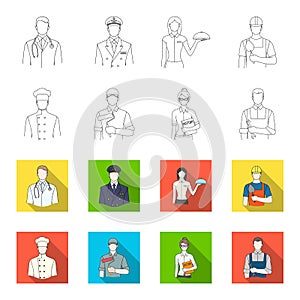 Cook, painter, teacher, locksmith mechanic.Profession set collection icons in outline,flat style vector symbol stock