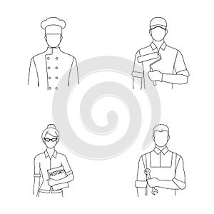 Cook, painter, teacher, locksmith mechanic.Profession set collection icons in outline style vector symbol stock