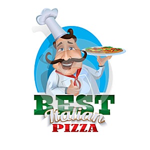 Cook pizza. Vector illustration on a