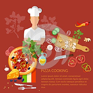 Cook pizzeria pizza ingredients