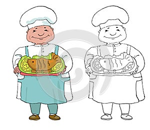 Cook with roasted fish