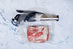 Cook sous vide immersion circulator cooker and the mea