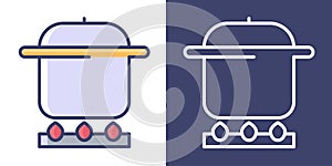 Cook on the Stove Filled Line and Outline for your website design  icon  logo  app. Vector Premium Ilustration