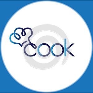 Cook text and Chef hat line logo