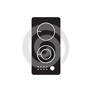 Cook top cooking panel, surface. Induction stove hob. Flat black design style vector illustration icon.