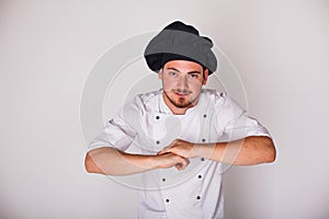 Cook on white background relies