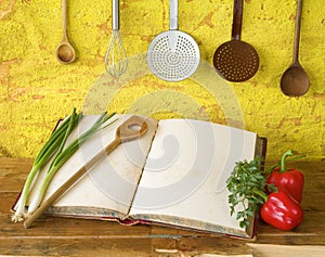 Cookbook with free copy space, photo