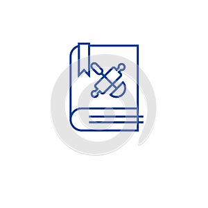 Cookbook, recipe book line icon concept. Cookbook, recipe book flat  vector symbol, sign, outline illustration.