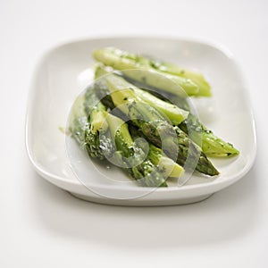 Cooked asparagus.